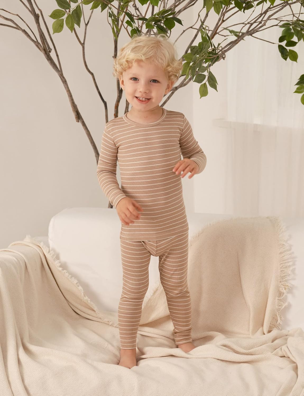 AVAUMA Stripe Pattern Baby Boys Girls Pajama Set Kids Toddler Snug fit Ribbed Sleepwear pjs for