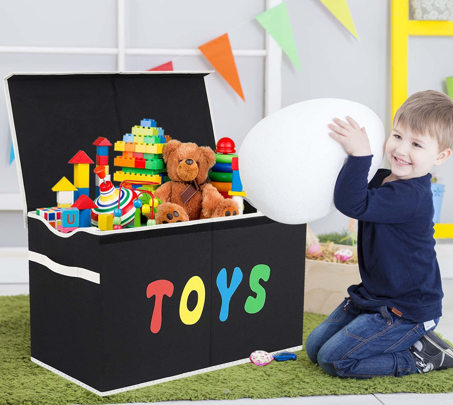 YOLOXO Toy Box Chest, Collapsible Sturdy Storage Bins with Lids, Extra Large Kids Toy Storage