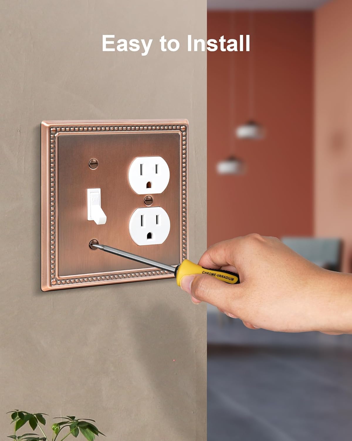 2-Pack Combo Toggle/Duplex Light Switch Cover Plate, Antique Copper Metal Wall Outlet Cover Plate