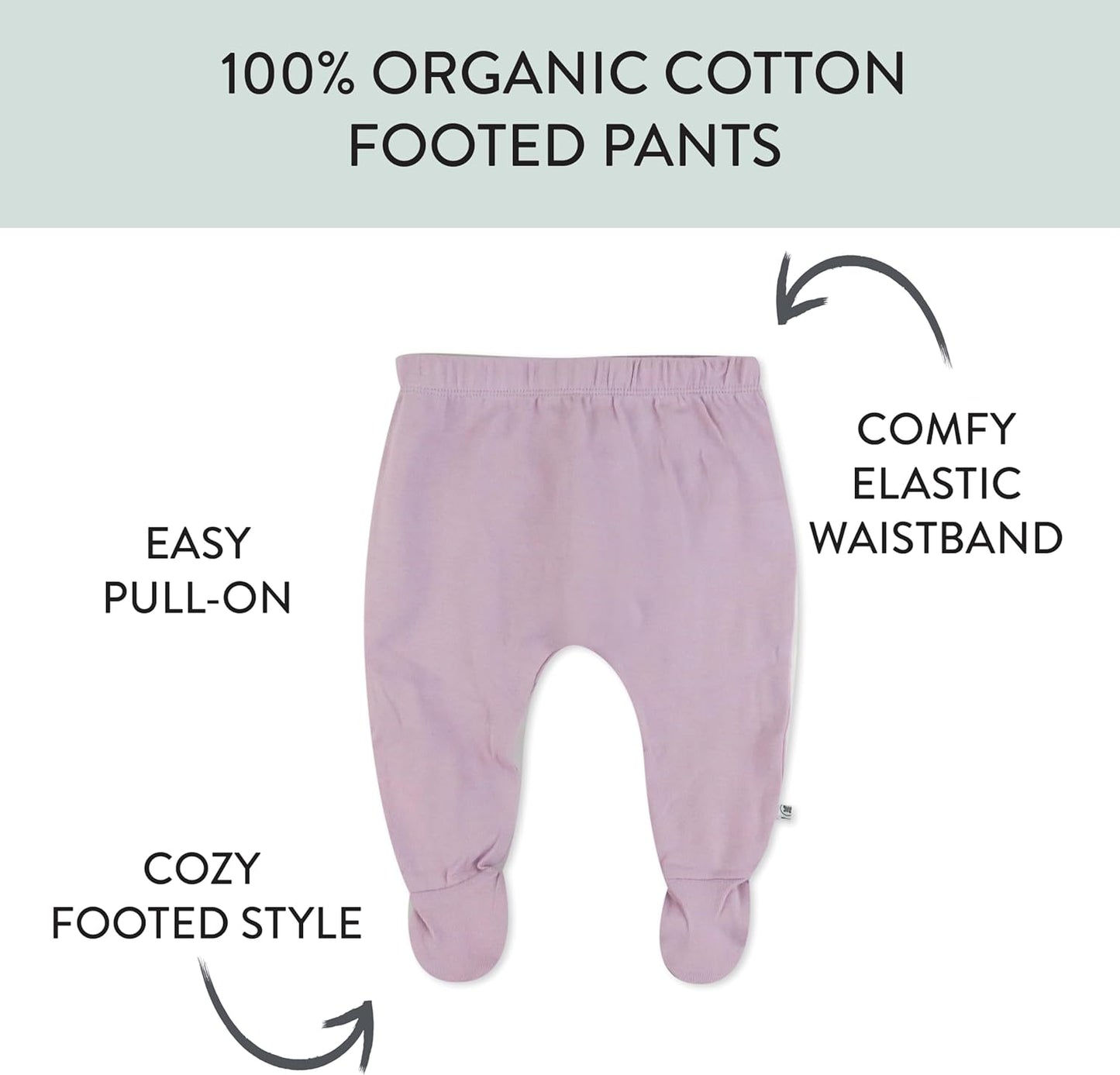 HonestBaby 3-pack Footed Pants Roomy Fit Pull on Bottoms 100% Organic Cotton for Infant Baby Boys