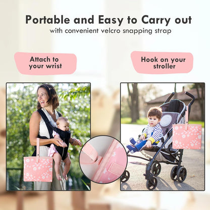 Portable Diaper Changing Pad for Baby - Waterproof Compact Changing Mat with Wrist Strap - Wipeable