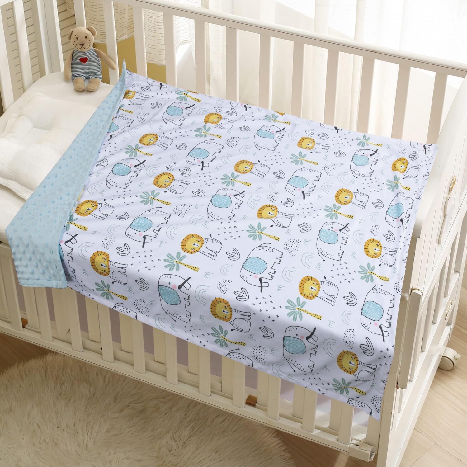 Baby Blanket for Boys Girls Soft Minky with Double Layer Dotted Backing, Cartoon Printed 30 x 40