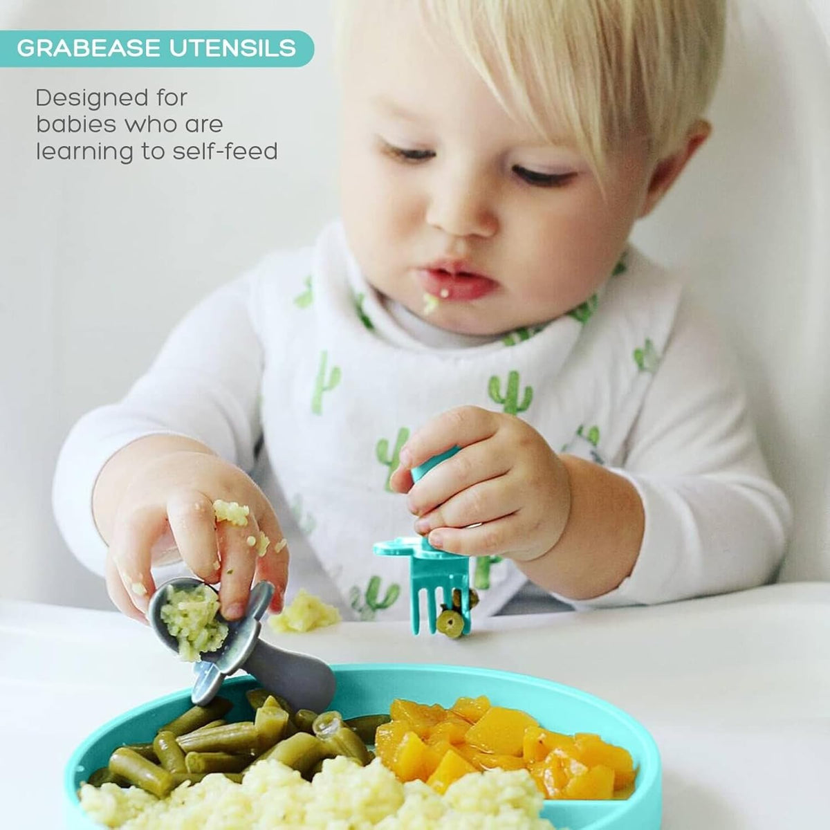 Grabease Baby Spoons and Forks Utensils for Toddlers Infants BPA-Free & Phthalate-Free Baby