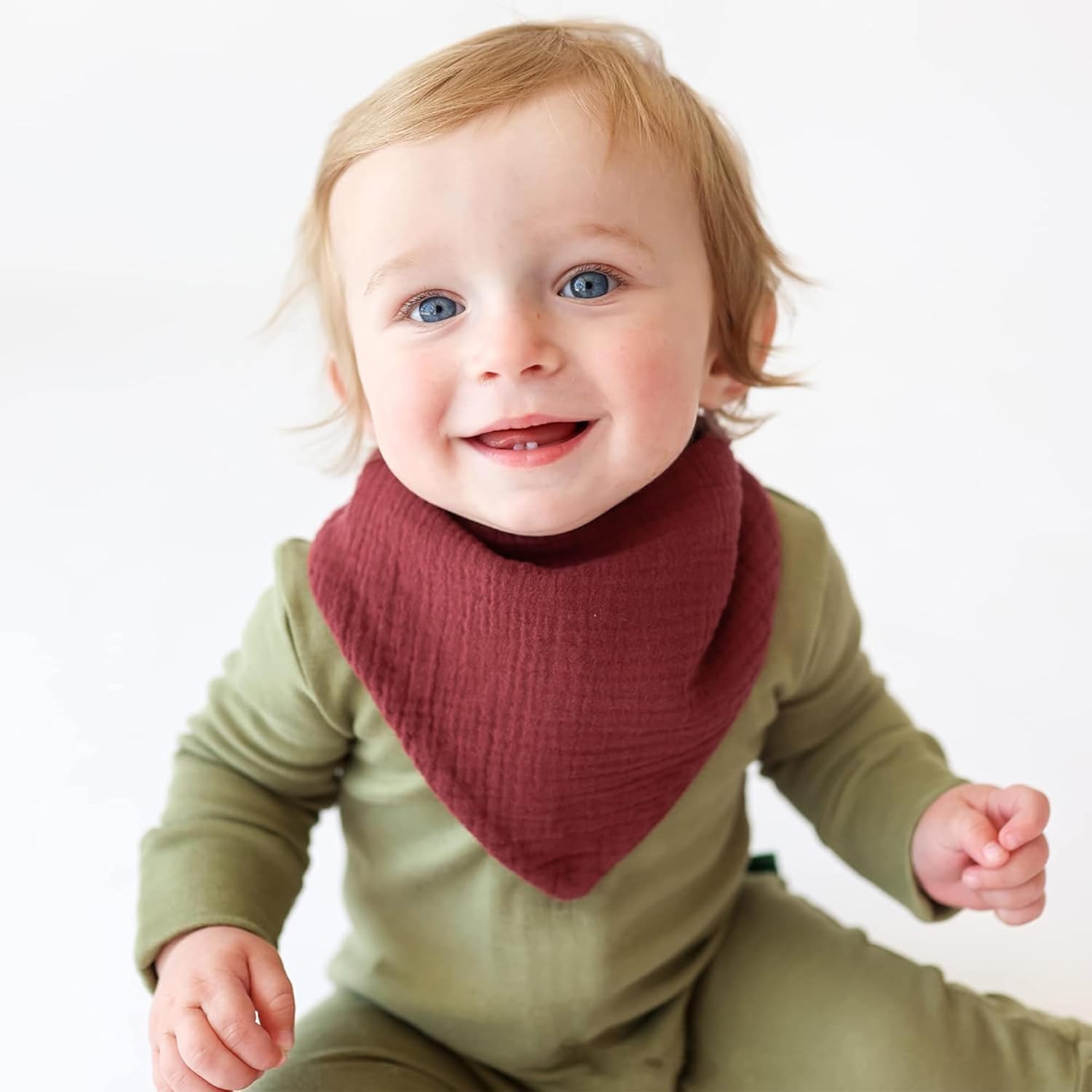 Konssy Muslin Baby Bibs 10 Pack Baby Bandana Drool Bibs 100% Cotton for Unisex Boys and Girls, Soft