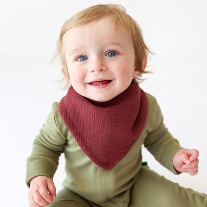 Konssy Muslin Baby Bibs 10 Pack Baby Bandana Drool Bibs 100% Cotton for Unisex Boys and Girls, Soft