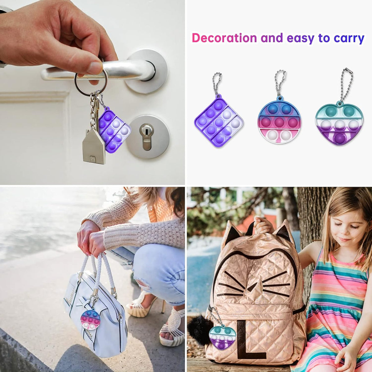 108 PCS Mini Pop Keychain Fidget Toys,3 Shape Pop Fidget Toys Its Party Favors Kids Toys Fidgets