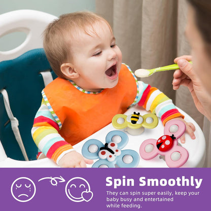 LiKee Strong Suction Cup Fidget Rotating Sensory Bath Toys for Baby 12 18 Months Airplane Car