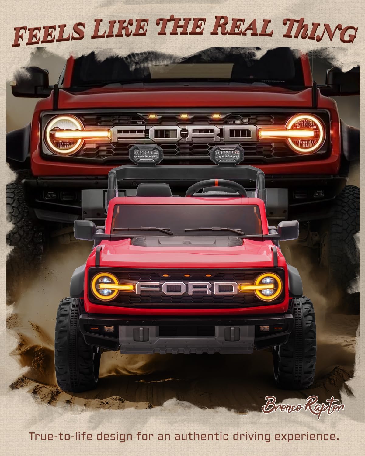 Ford Bronco 24V Ride on Toys for Boys & Girls, 2 Seater Kids Electric Car with Remote Control, Kids