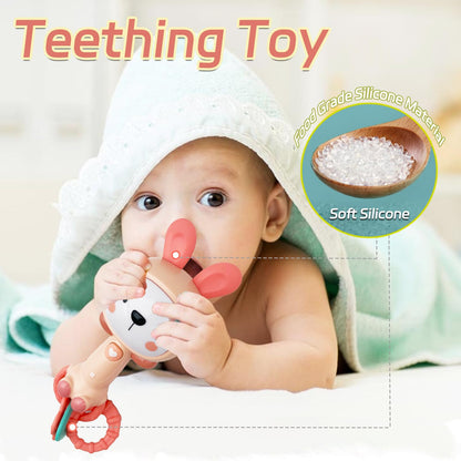 Baby Music Rattle, Teething Toys for Infants 6-12-18 Months Toddlers, Light-Up & Chew Sensory Toys