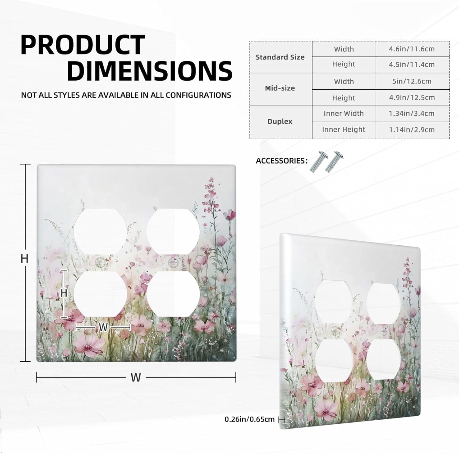 Outlet Covers Wildflower Botanical Watercolor Floral 2 Gang Double Duplex Decorative Light Switch