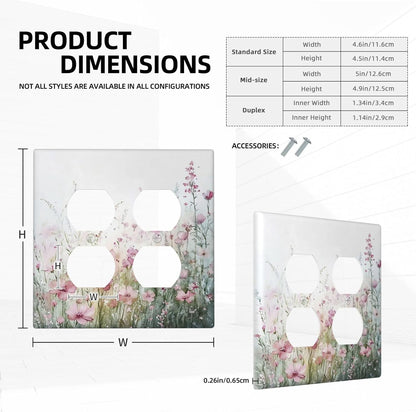 Outlet Covers Wildflower Botanical Watercolor Floral 2 Gang Double Duplex Decorative Light Switch