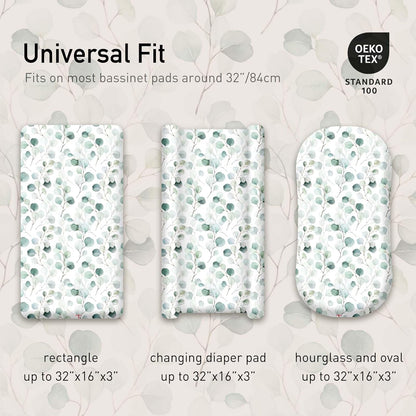 Gllquen Baby Bassinet Sheets 4 Pack, Breathable Cozy Fitted Mattress Sheet, Elastic Travel Crib