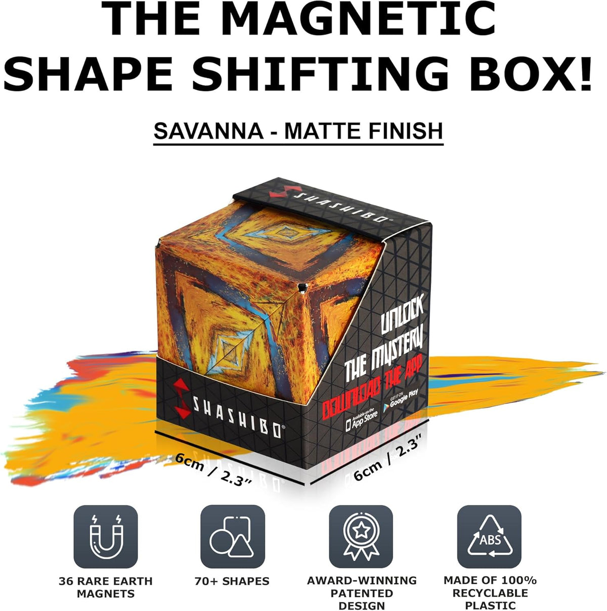 SHASHIBO Shape Shifting Box - Award-Winning, Patented Fidget Cube w/ 36 Rare Earth Magnets