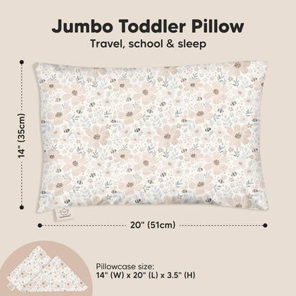 KeaBabies Toddler Pillow with Pillowcase, Jumbo 14X20 - Soft Organic Cotton Toddler Pillows for