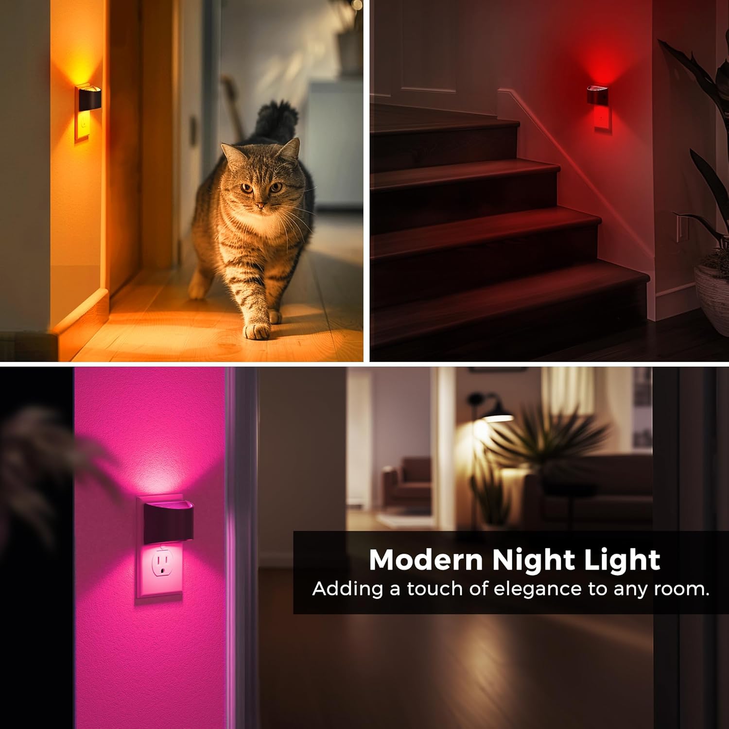 L LOHAS LED Night Lights Plug into Wall, Kids Night Lights with 8 RGB Color, Built-in Dusk to Dawn