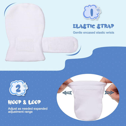 Newcotte Adjustable Baby Mittens No Scratch Newborn Cotton Breathable Gloves Warm Baby Mitts for