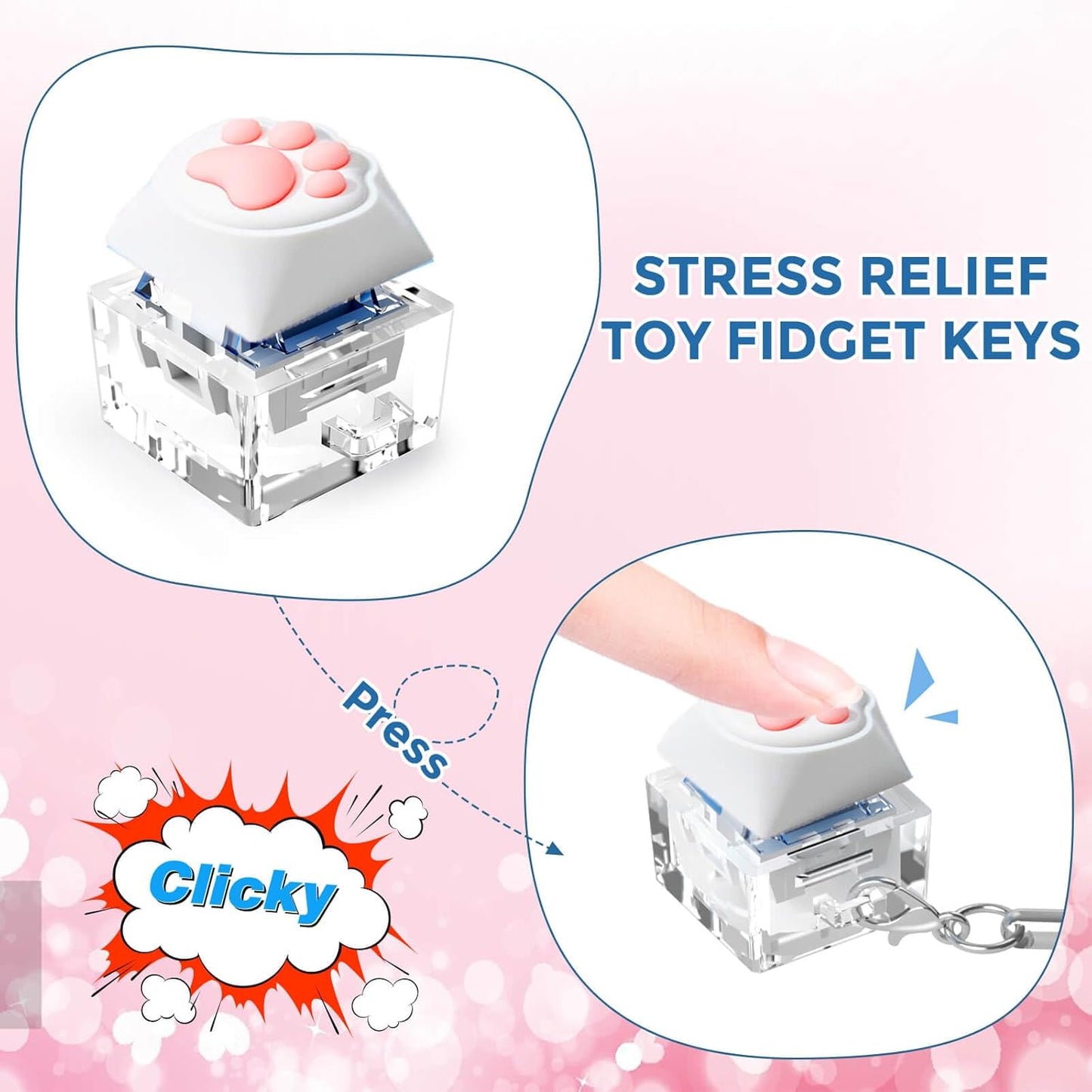 Keyboard Fidget Toys, Keyboard Fidget Keychain Keyboard Decompression Toys Keyboard Fidget Toy