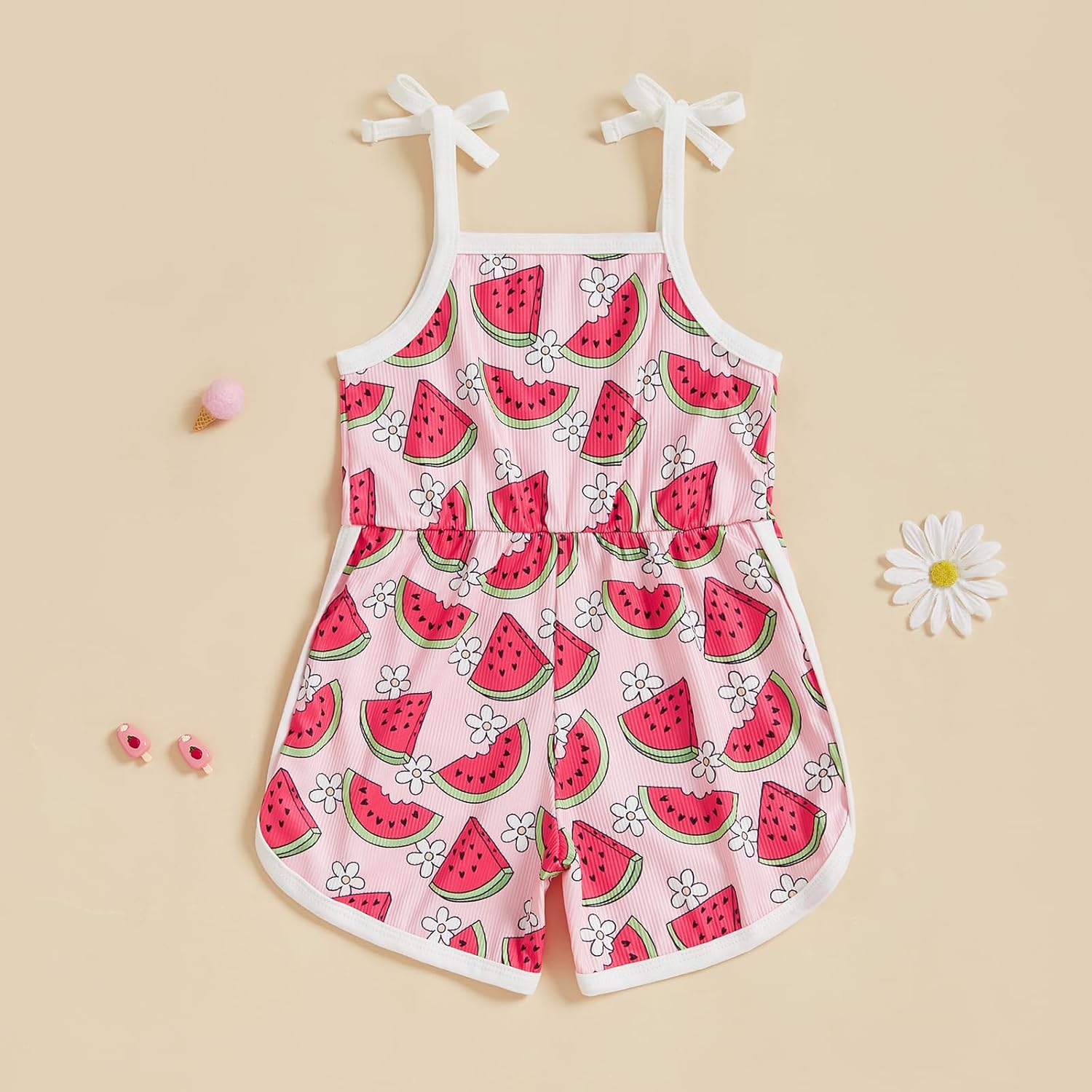 WZTYYDS Toddler Baby Girl Summer Clothes Floral Romper Tie-Up Strap Halter Jumpsuit Infant Summer