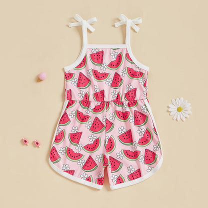 WZTYYDS Toddler Baby Girl Summer Clothes Floral Romper Tie-Up Strap Halter Jumpsuit Infant Summer
