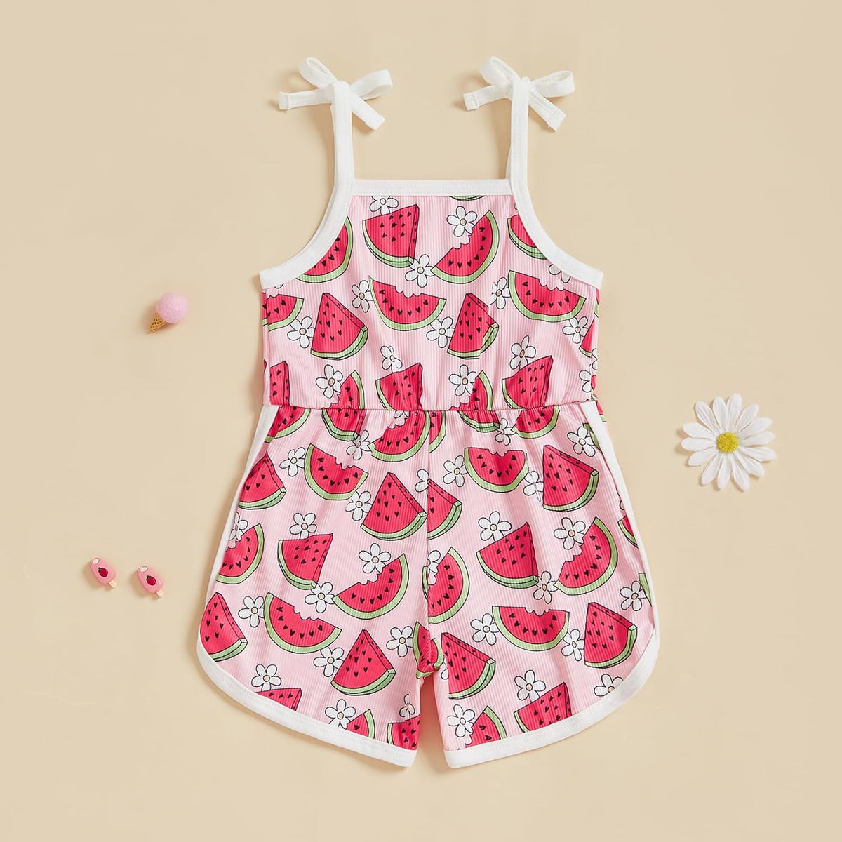 WZTYYDS Toddler Baby Girl Summer Clothes Floral Romper Tie-Up Strap Halter Jumpsuit Infant Summer