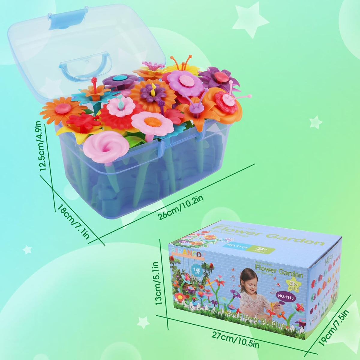 BIRANCO. Flower Garden Building Toys - Build a Bouquet Floral Arrangement Playset for Toddlers and