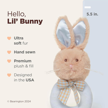 Bearington Collection Baby Lil' Bunny, 5.5 in Plush Bunny Rabbit Stuffed Animal, Soft Baby Rattles
