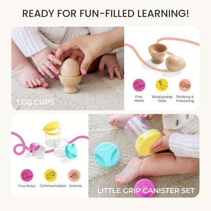 Tiny Land Montessori Toy Set for Babies 1 Year Old Thinker Play Kit- 5-in-1 Wooden Learning Toys