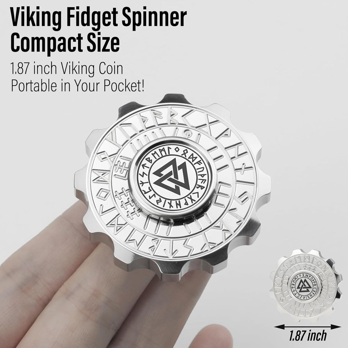 FREELOVE Metal Fidget Spinner, Viking Pirate Haptic Gyro, Heavy Stainless Steel Hand Spinning
