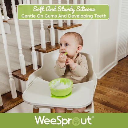 WeeSprout Baby Spoons for Self Feeding 6 Months +, Soft & Durable Silicone Utensils for Sensitive