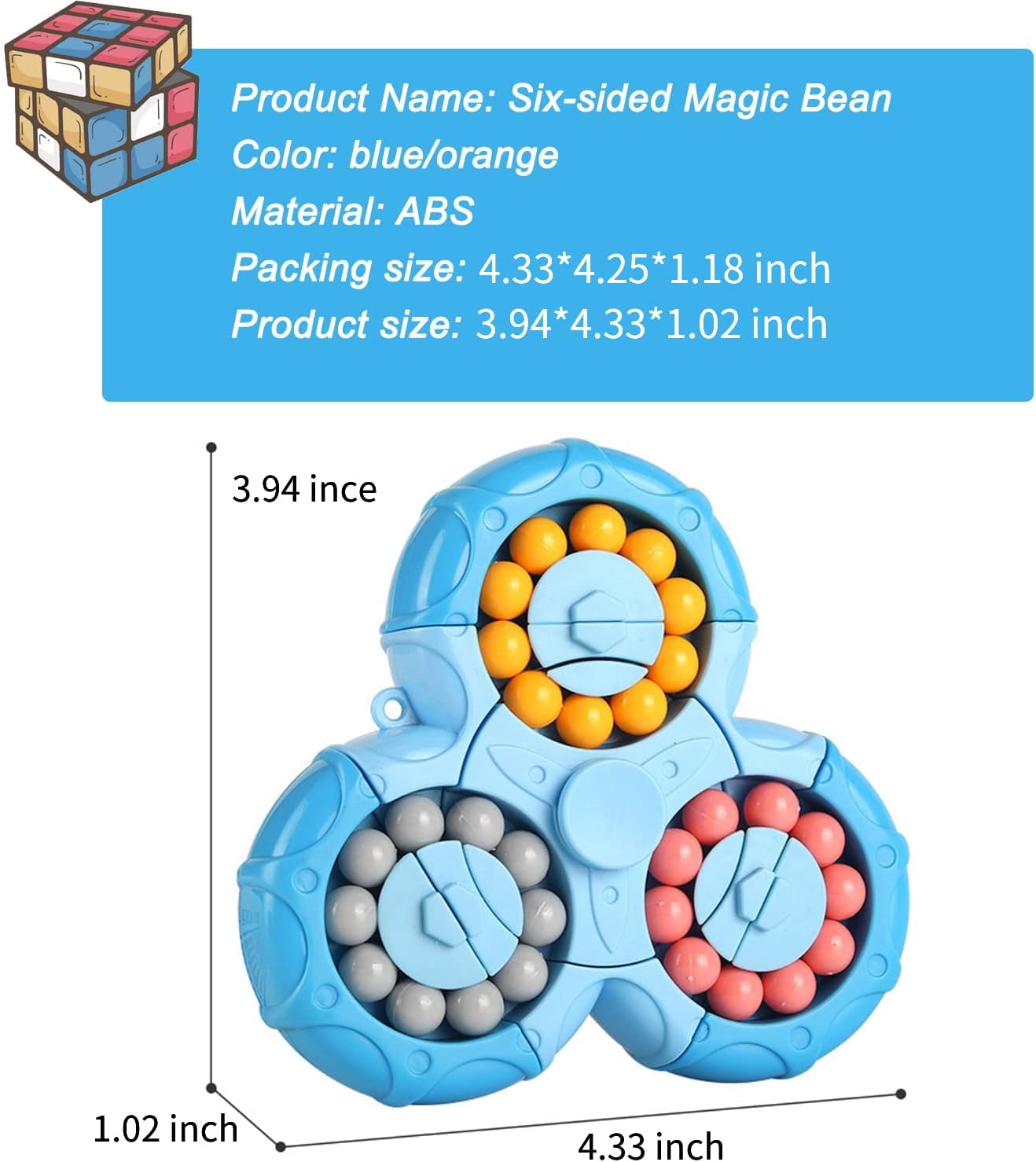 Magic Bean Rotating Brain Teaser Finger Puzzle Toy,Boys Girls Handheld Spinner Stress Anxiety