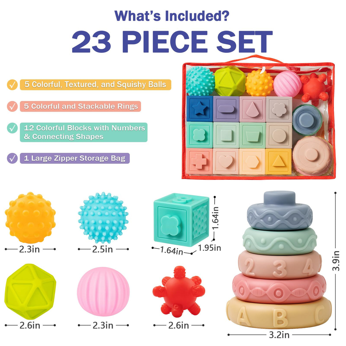 Jyusmile Baby Toys 6-12 Months, Montessori Toy for Babies 6-12 Months, Incl Stacking Building