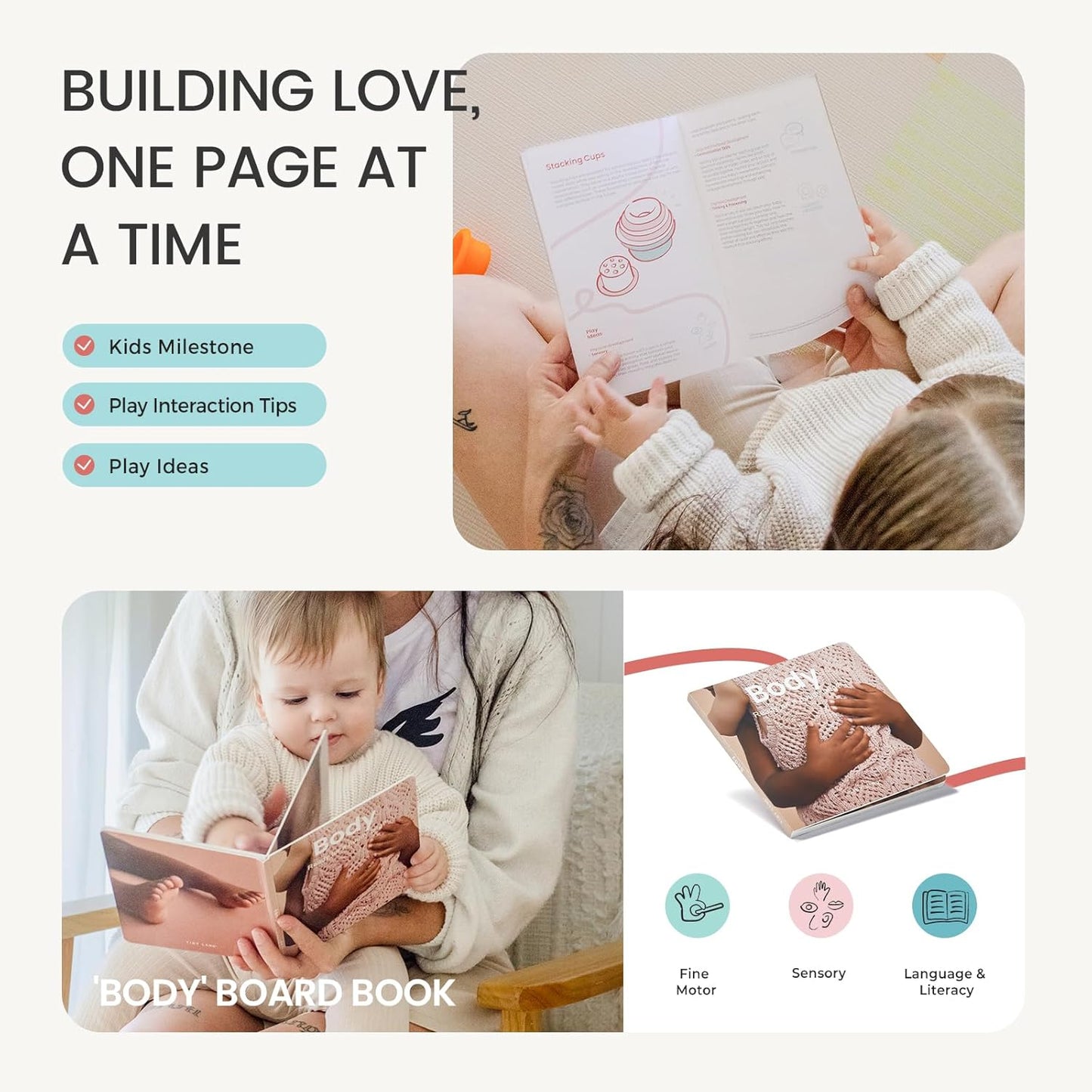 Tiny Land Montessori Toy Set for Babies 7-9 Months Senser Play Kit - 5-in-1 Wooden Learning Toys