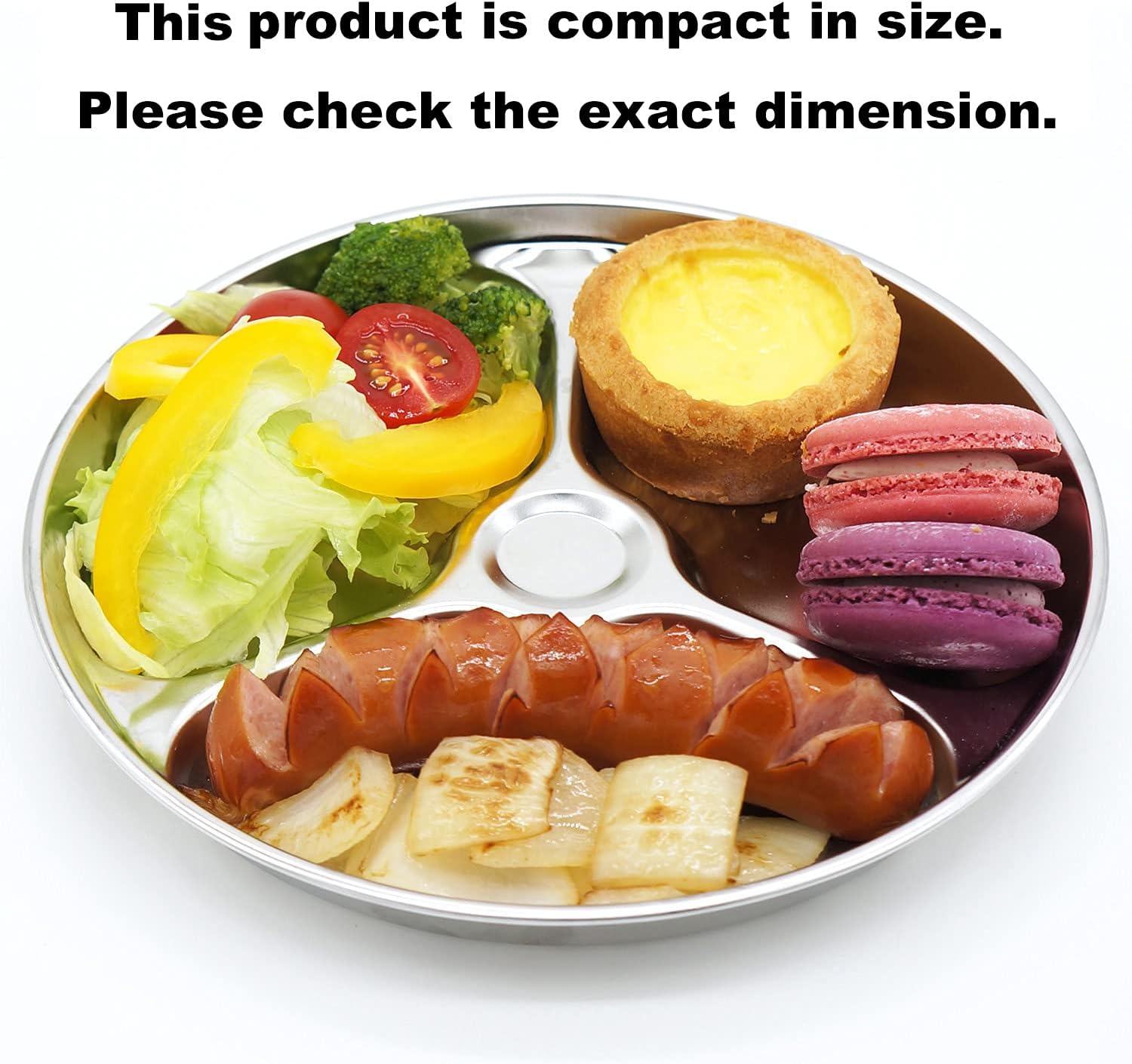 Korean Stainless Steel Divided Round Plates, Little Kids Toddlers Babies Tray, BPA Free, Diet