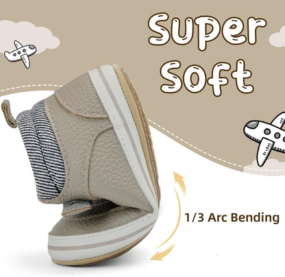 Baby Boys Girls Non-Slip Rubber Sole High-Top PU Leather Infant Sneakers Toddler Crib First Walker