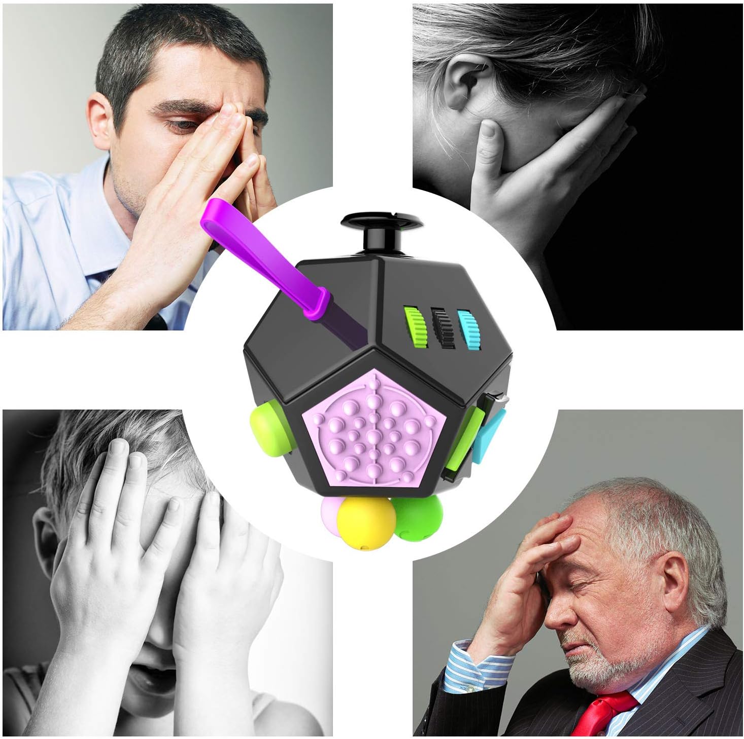 Fidget Dodecagon –12-Side Fidget Toys Cube Relieves Stress and Anxiety Anti Depression Cube for
