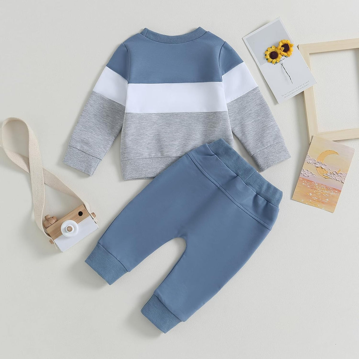 Kupretty Toddler Baby Boy Fall Winter Clothes Color Block Long Sleeve Sweatshirt Pullover Tops +