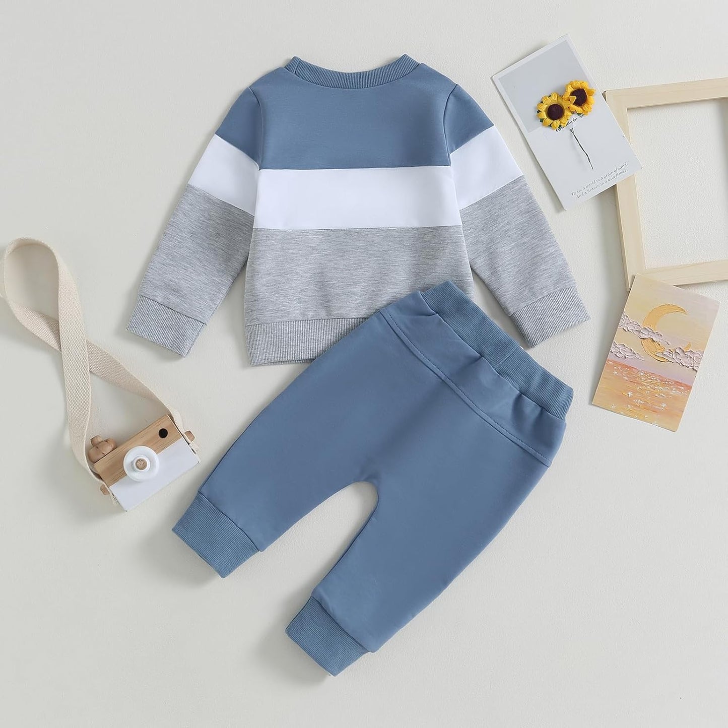 Kupretty Toddler Baby Boy Fall Winter Clothes Color Block Long Sleeve Sweatshirt Pullover Tops +