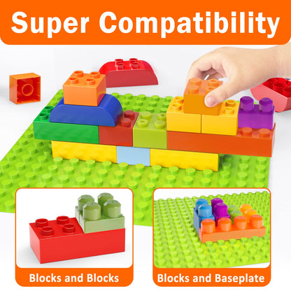 Big Building Blocks for Toddlers Kids Age 2-5, 150 PCS Set with Baseplate