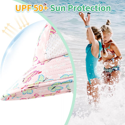 XIAOHAWANG Girls Sun Hat Baby Beach Hats Boys UPF 50+ Kids Summer Protection Cap Toddler Breathable