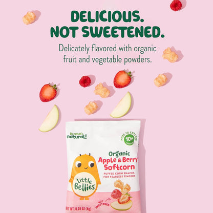 Little Bellies Organic Softcorn Variety Pack, Apple & Berry and Banana (Pack of 18 x 0.28 oz