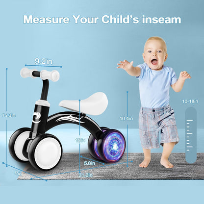 Colorful Lighting Baby Balance Bike Toys for 1 Year Old Boy Gifts, 10-36 Month Toddler Balance