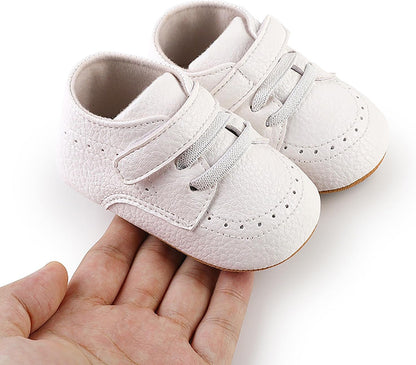 SOFMUO Baby Boys Girls High Top Ankle PU Leather Sneakers Soft Rubber Sole Infant Moccasins Newborn