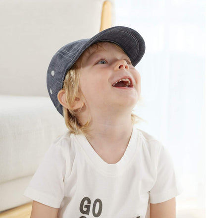 Keepersheep Baby Baseball Cap Infant Sun Hat, Cotton Knit with Soft Brim, Adjustable Soft Newborn