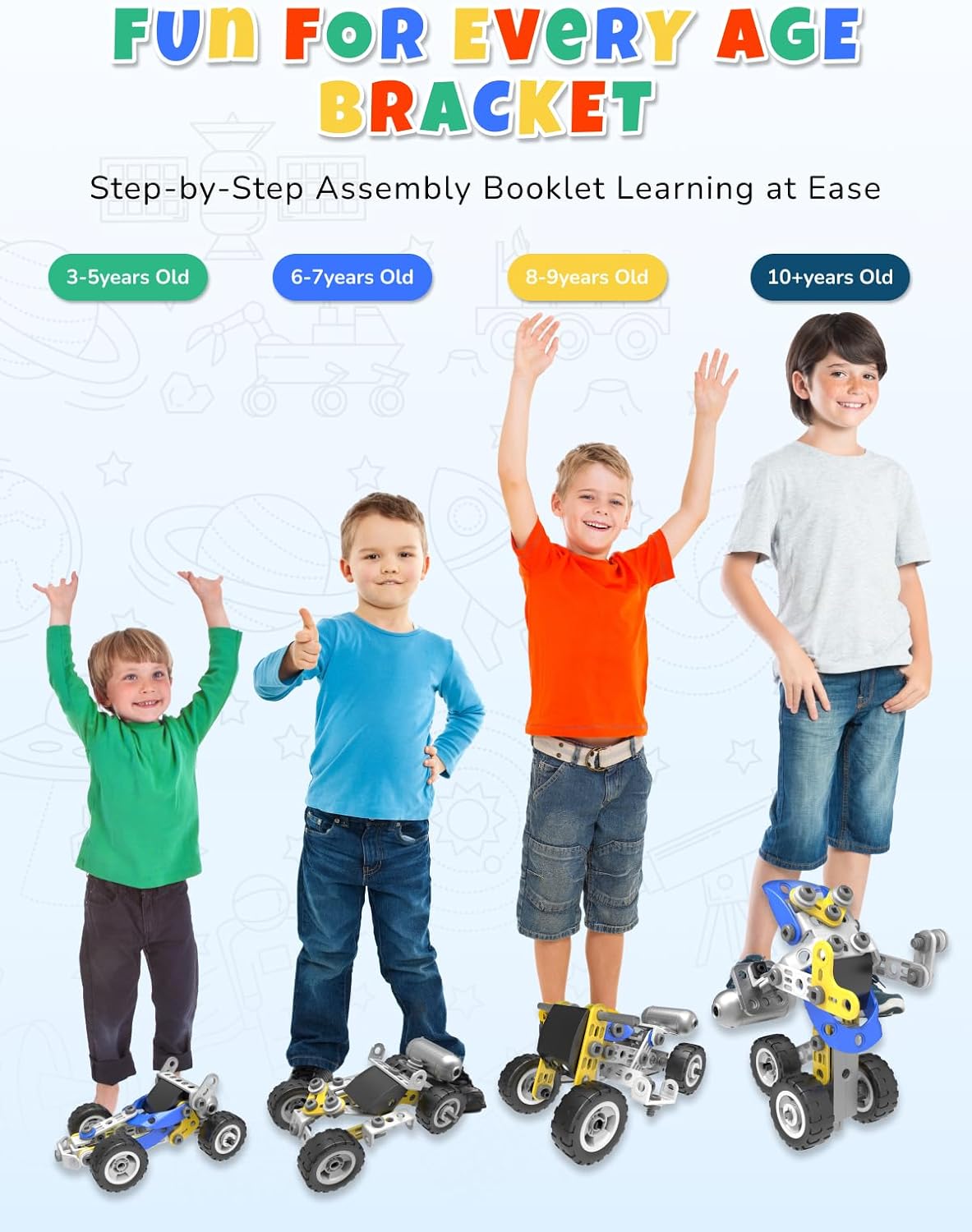 STEM Toys for 5 6 7 8+ Year Old Boy, 10 in 1 Electric Building Toys for Kids Ages 4-8 5-7 6-8