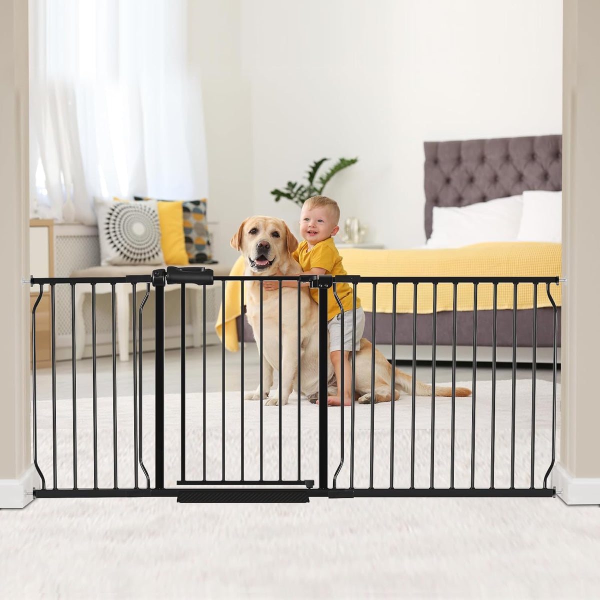 HOOEN 30" Tall Extra Wide Baby Gate for Doorways & Stairs - Large Pressure Mounted Dog & Child