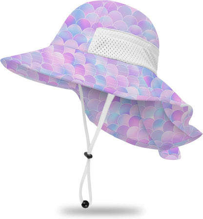 Toddler Baby Sun Hat Kids Summer UPF 50+ for Boys Girls Adjustable Beach Hats with Bucket Wide Brim