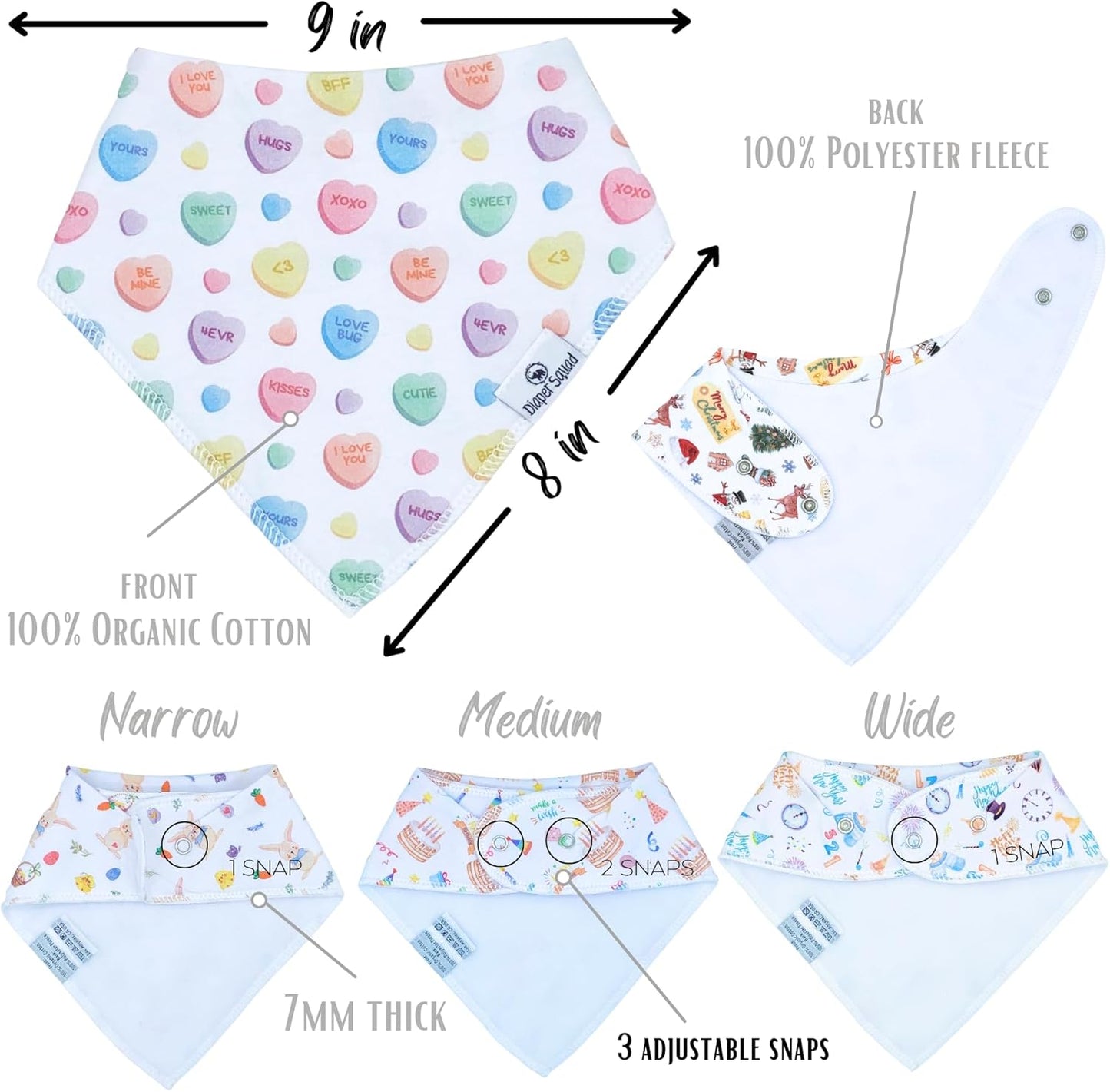 DiaperSquad's Baby Bibs for Drooling and Teething, Bibs for Boys, Baby Girl - Solid Cotton Baby