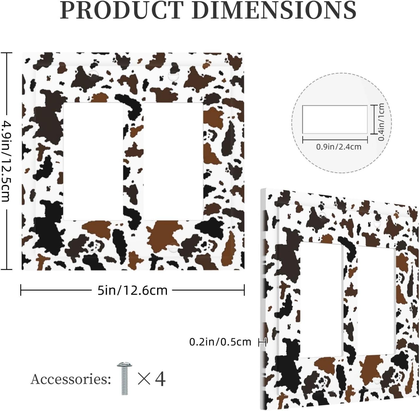 Decorative Outlet Covers Rustic Cowhide Highland Cow Milk Cow 2 Gang Double Gfci Rocker Electrical