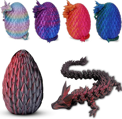 Cessfle 3D Printed Dragon in Egg, Crystal Dragon Eggs with Dragon Inside, Full Articulated Dragon