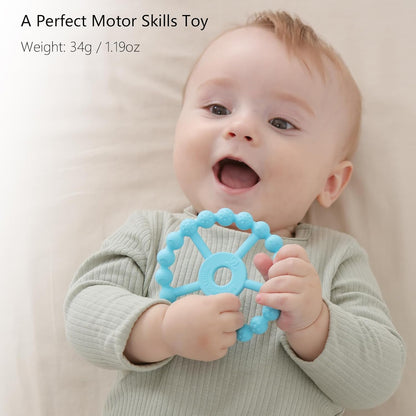 3 Pack Ring Teether Baby Infant Toys, Silicone Teething Ring Toys for Babies 0-6 Months, Seposeve